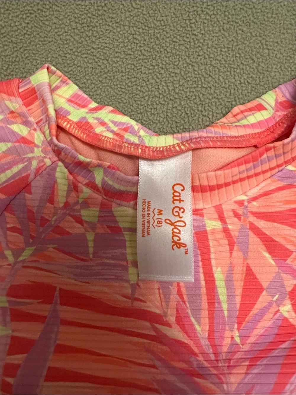 Cat & Jack Pink Coral Tropical Long-Sleeve Swim Set